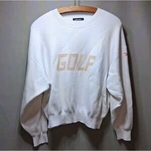 ​Macade GOLF Oversized Knit Crewneck Sweater White Modal Cotton Rare Design Sz L